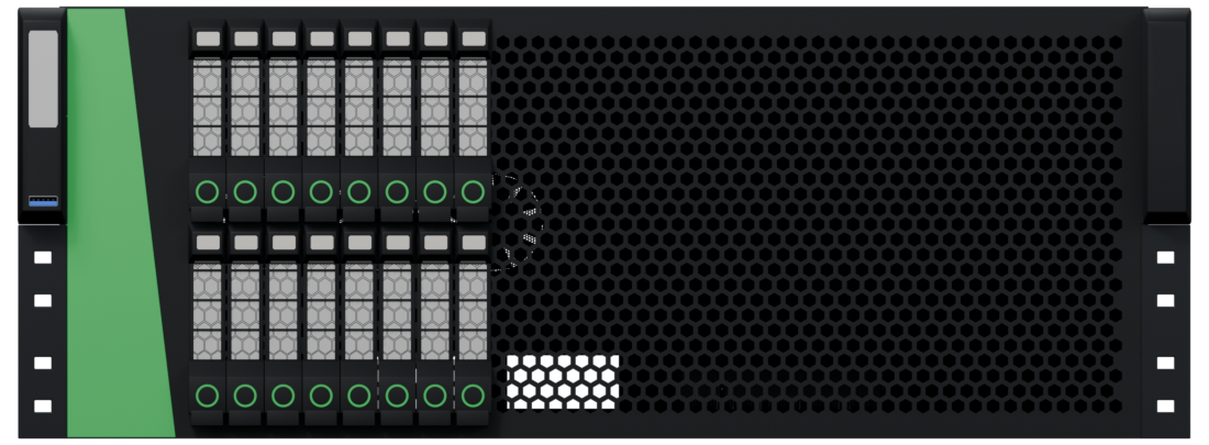 Front view of GPU · 4× 4U