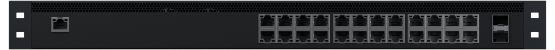 Front view of 24×GbE + 2×10G SFP+